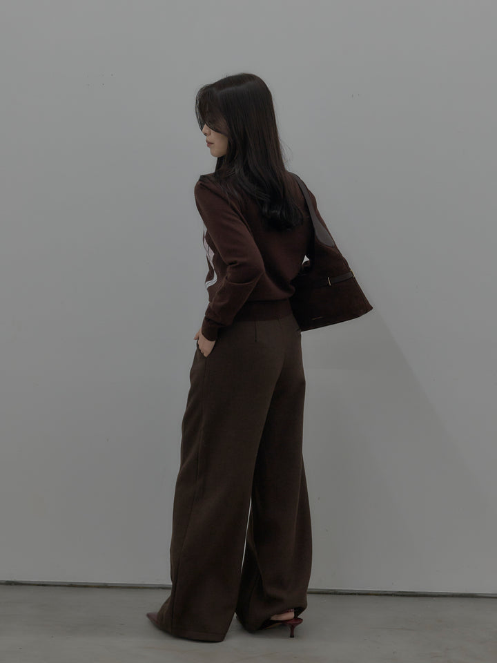 裏起毛デザインワイドパンツ