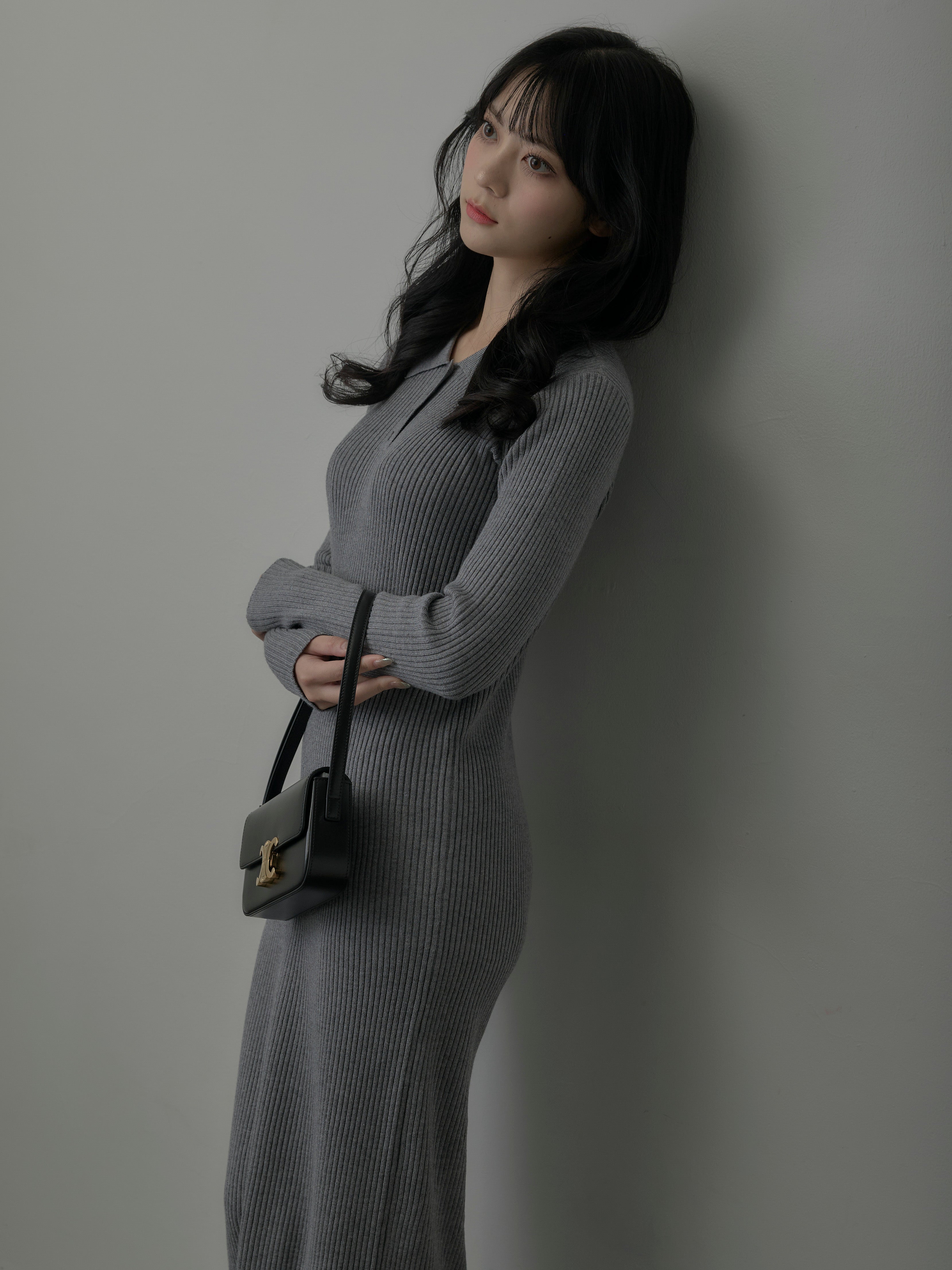 ポロ襟リブニットワンピース – nairo
