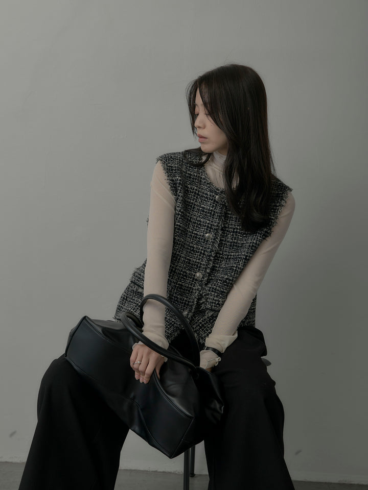 【ロープベルト付属】ウールタッチワイドパンツ