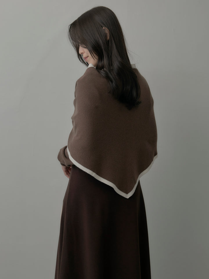 配色スカーフ付きニットトップス