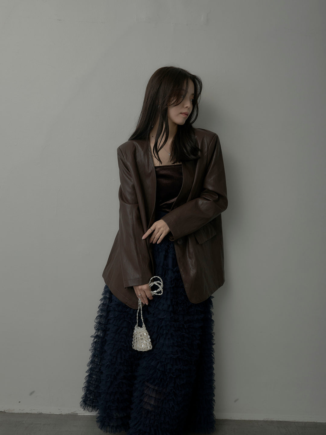 レザーノーカラージャケット