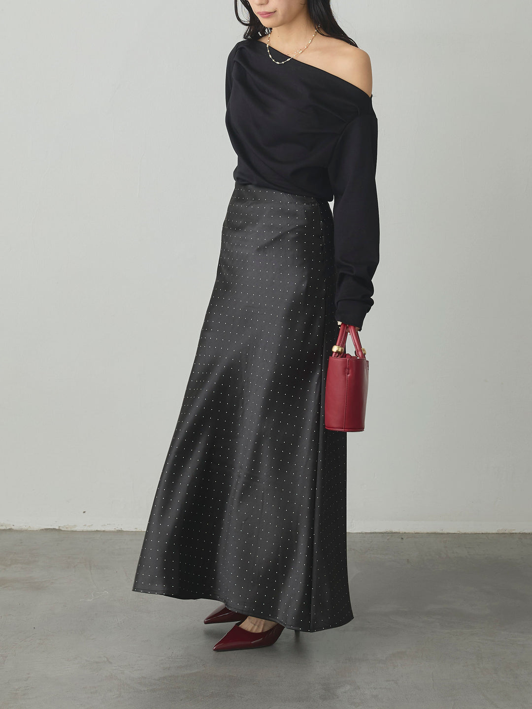 [予約]ドットサテンスカート