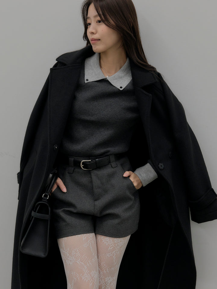 配色カフスニットポロ