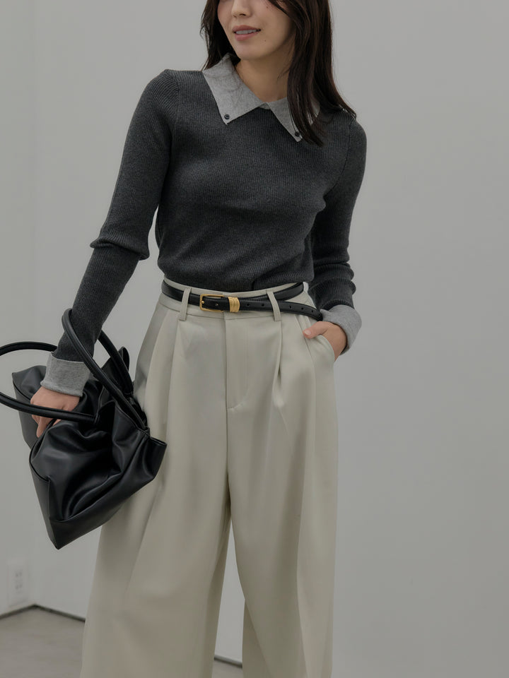 配色カフスニットポロ