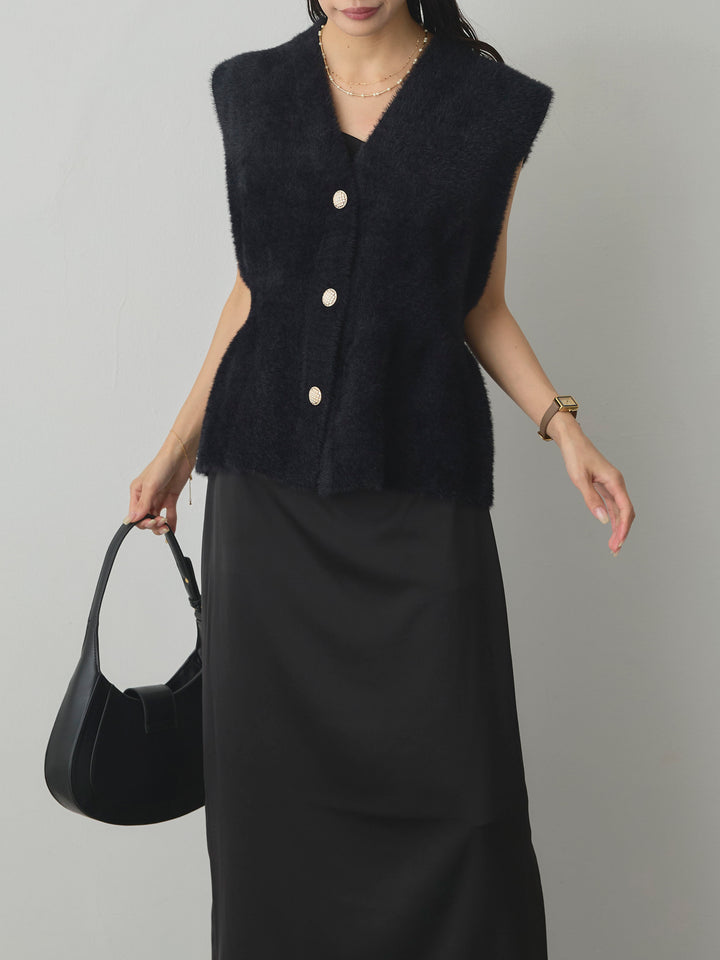 [予約]シャギーニットペプラムベスト