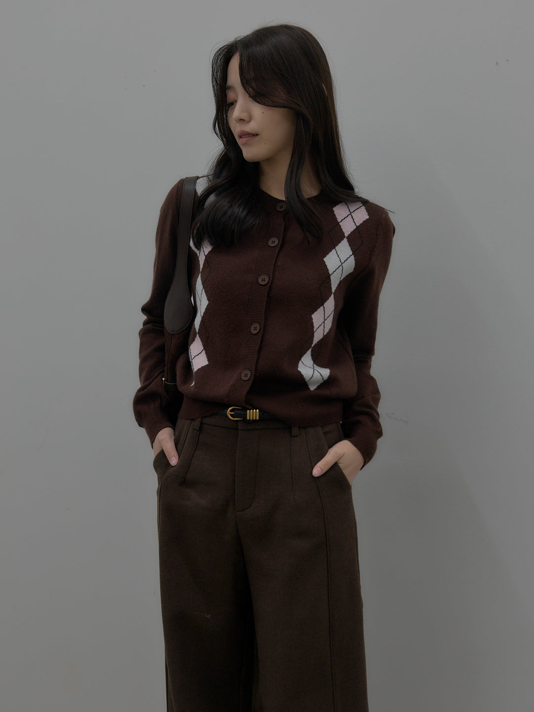 アーガイル柄ニットカーディガン