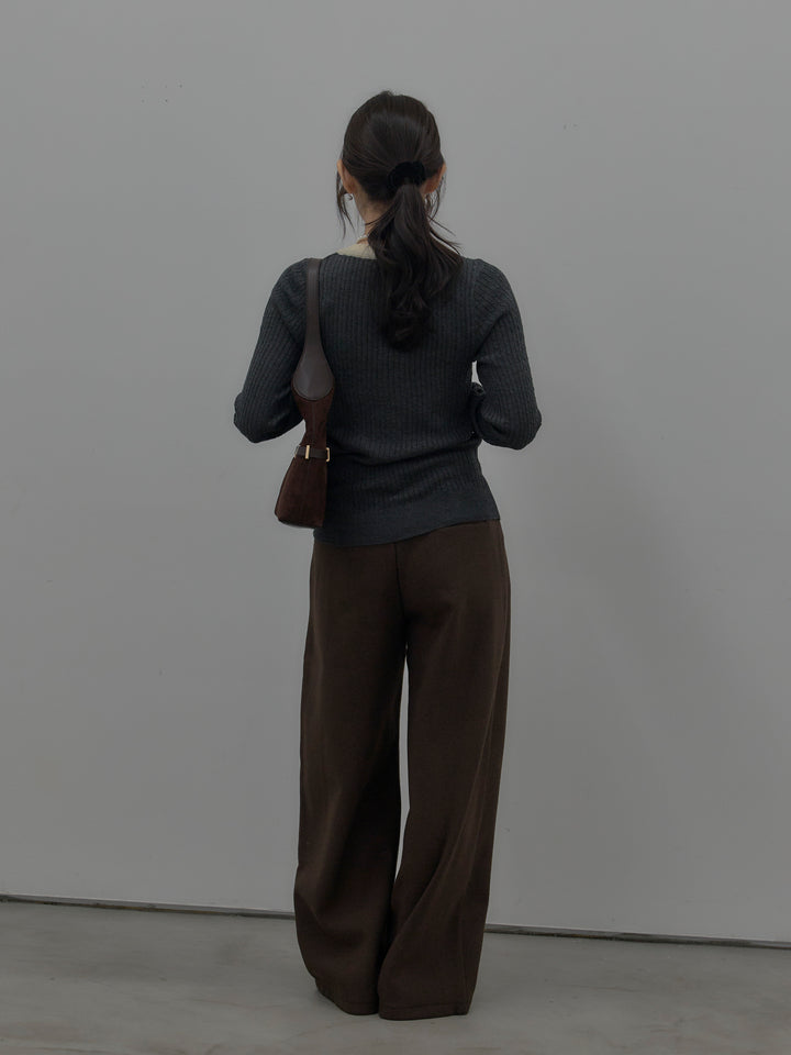 裏起毛デザインワイドパンツ