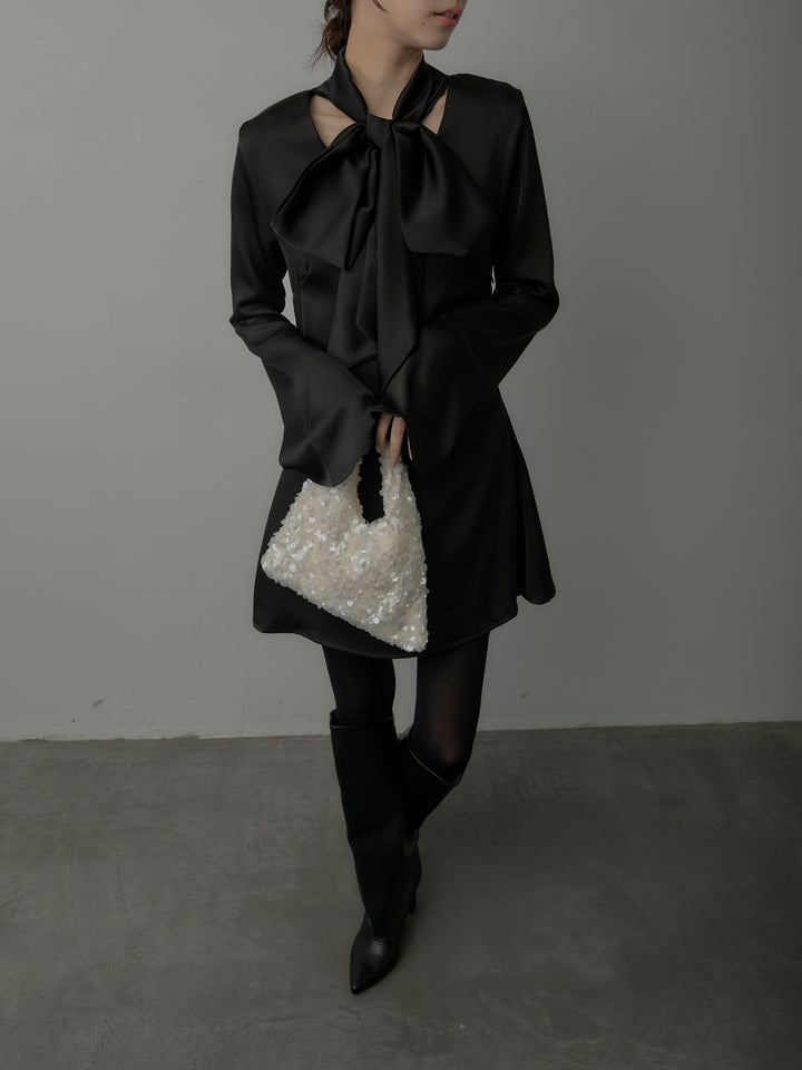 ボウタイサテンミニワンピース