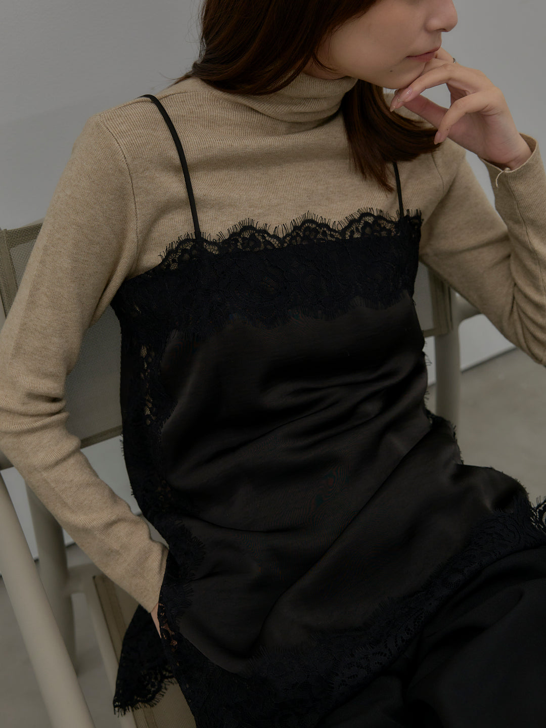 レースサテンキャミソール