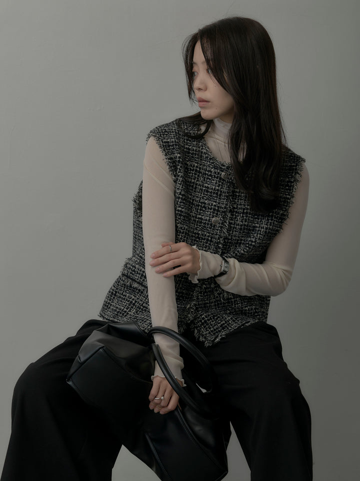 【ロープベルト付属】ウールタッチワイドパンツ