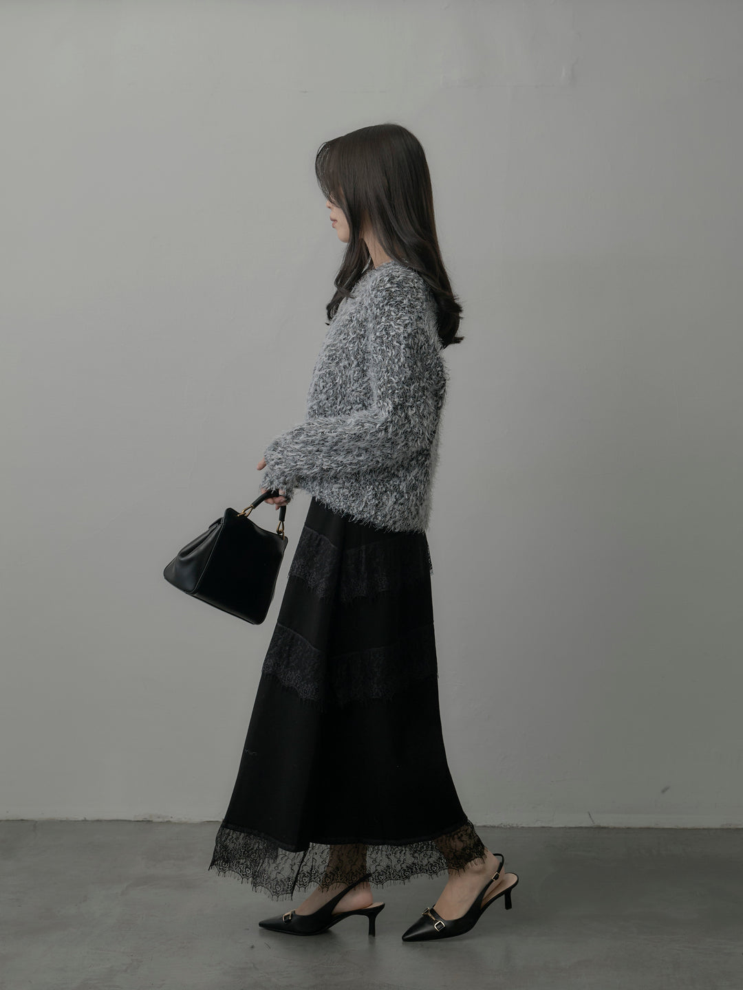 レースデザインフレアスカート