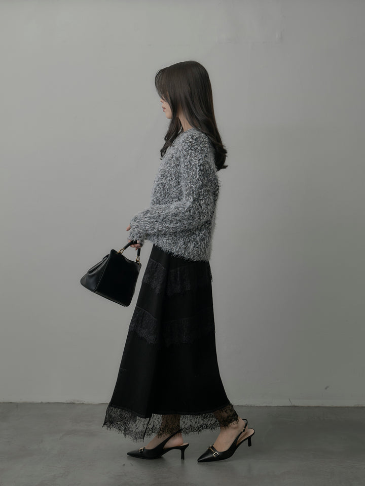 レースデザインフレアスカート