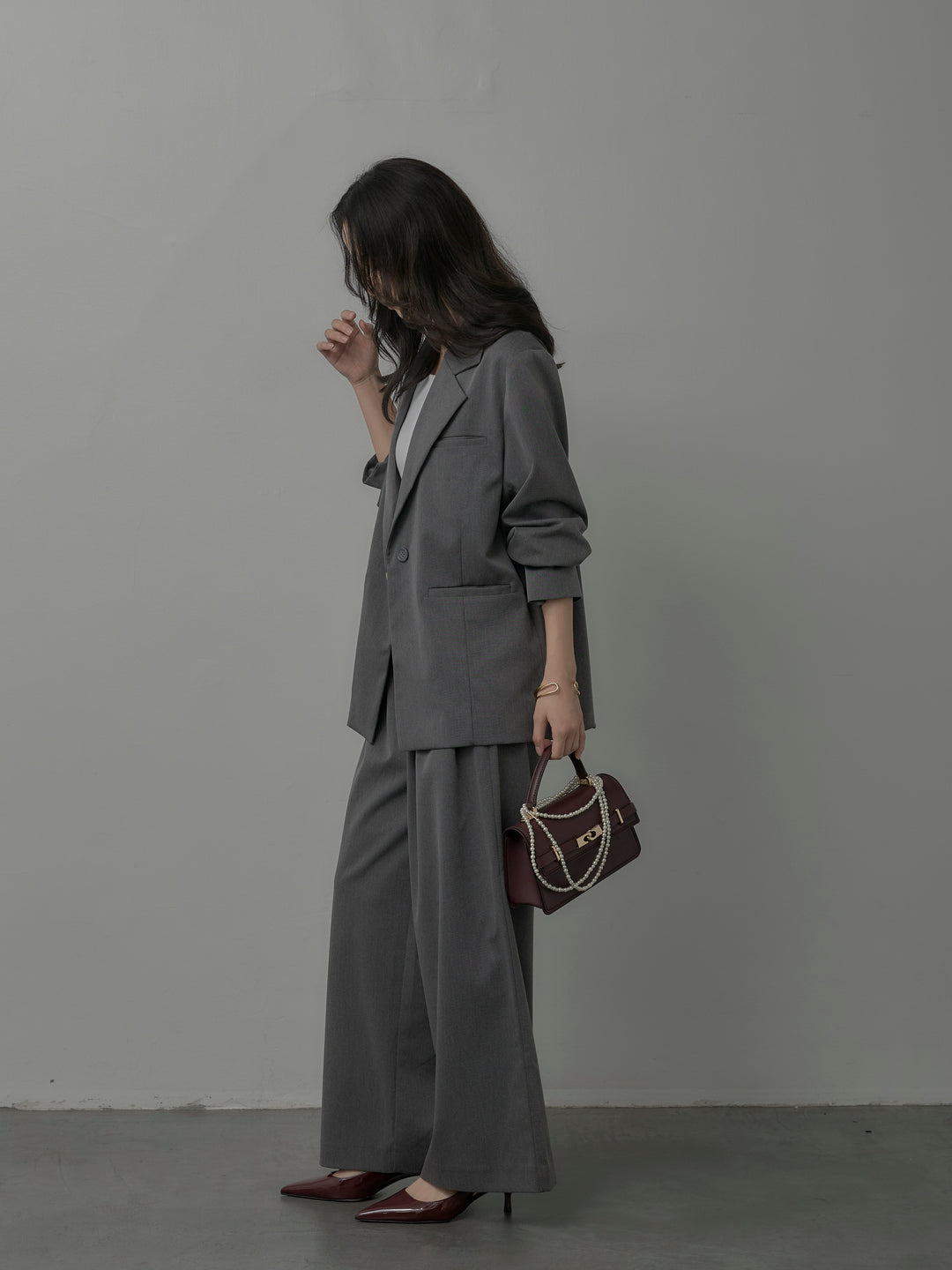 【SET】【Essential】ボックスシルエットテーラードジャケット+【Essential】３タックスラックス(2set)