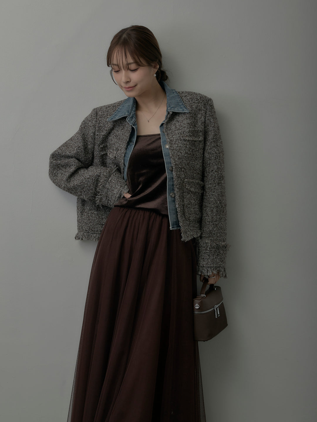 デニムドッキングオーバーサイズツイードジャケット