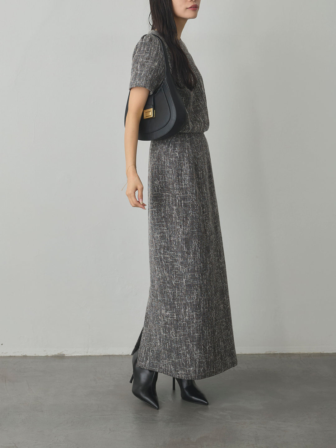 【Essential】ツイードハーフスリーブトップス