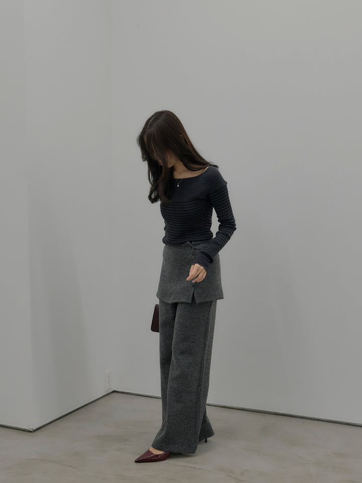 ミックスヤーンニットラップパンツ