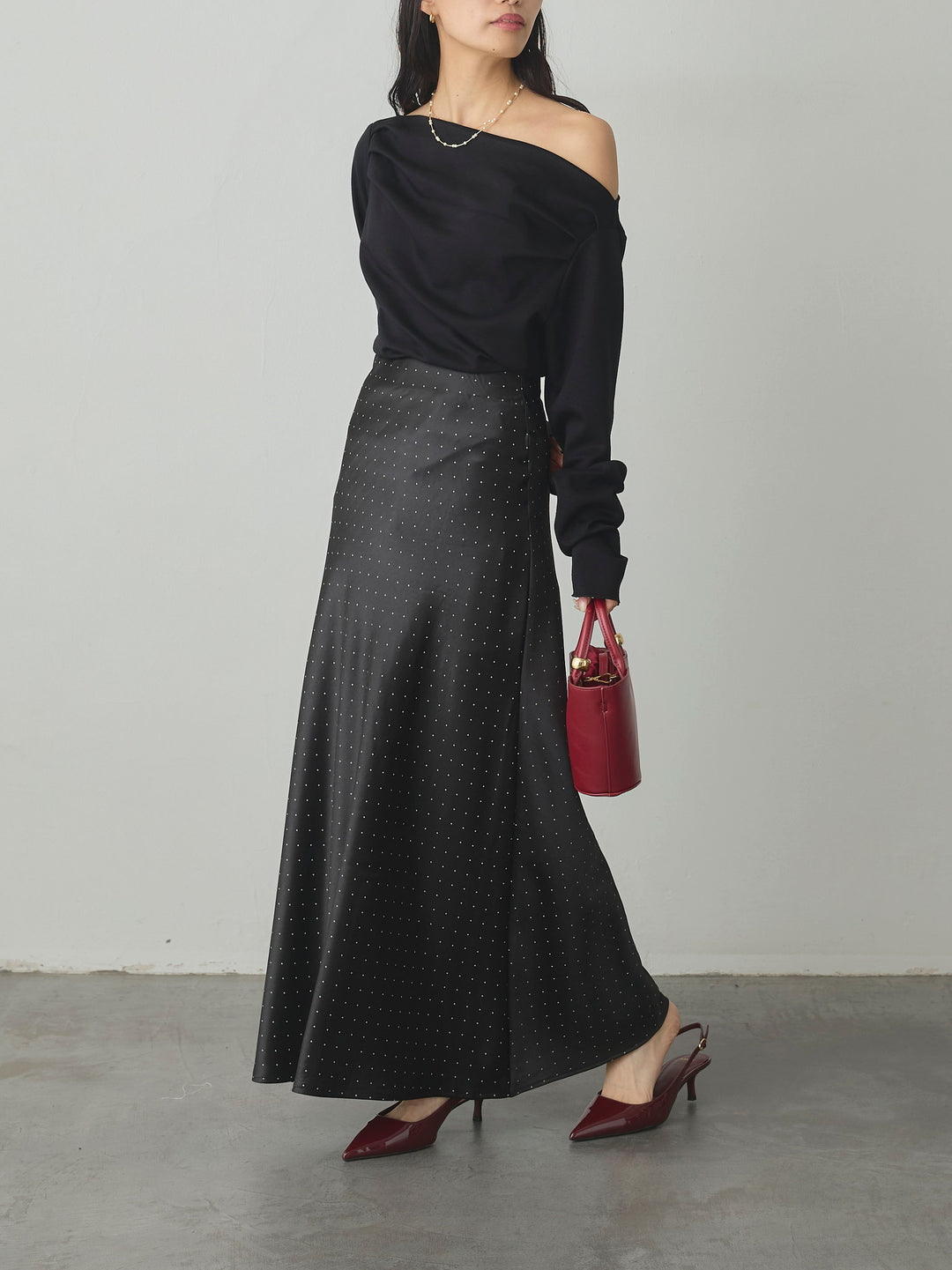 [予約]ドットサテンスカート