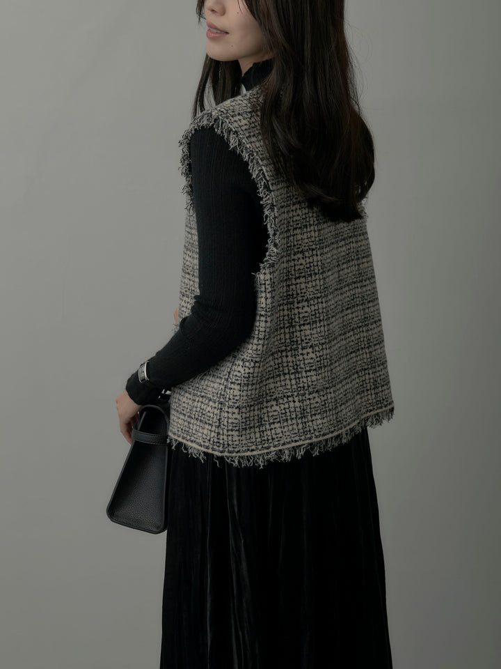 ツイードフリンジベスト