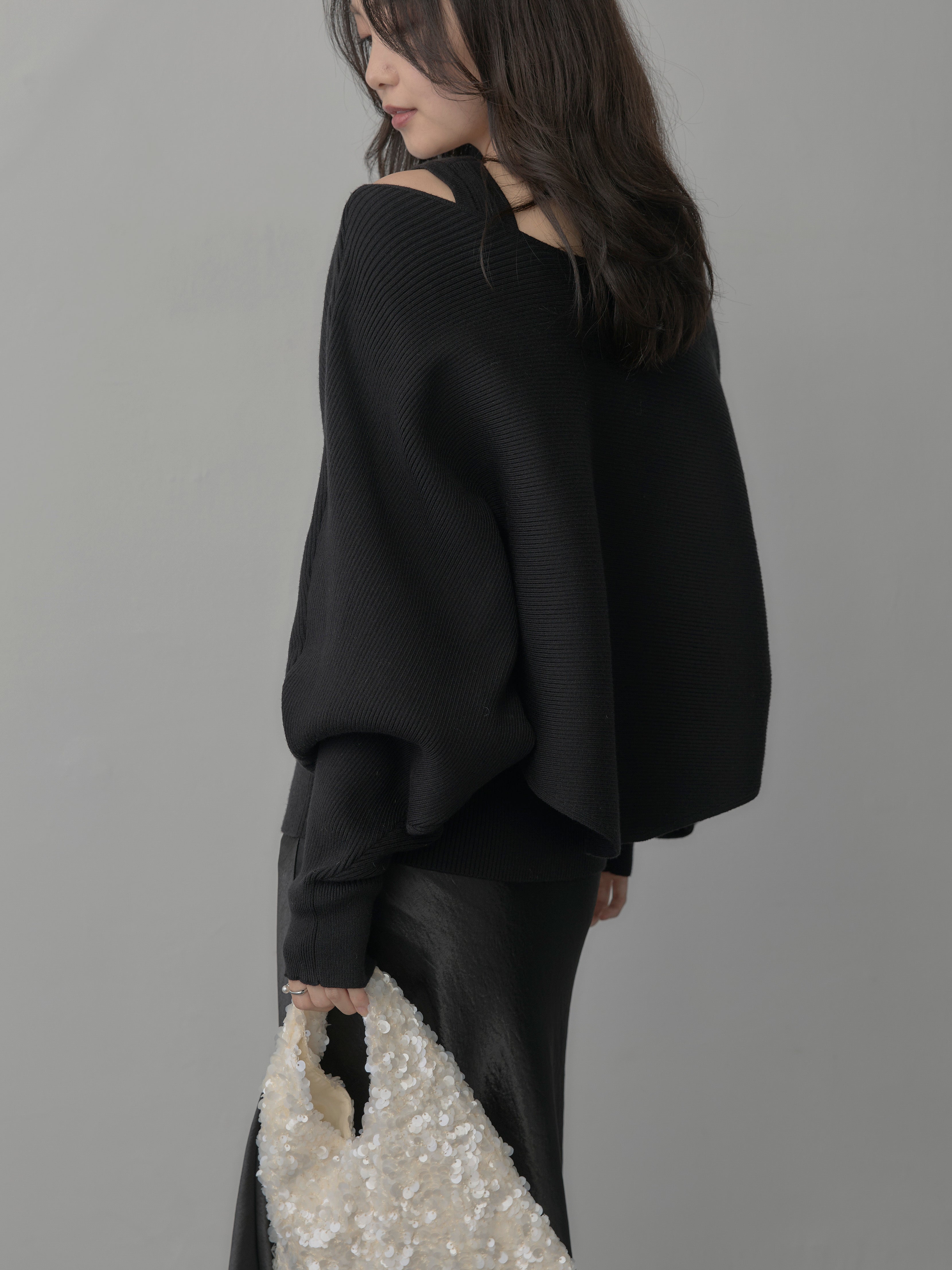 SET】タンク付きクロスデザインニットプルオーバー+ナローAライン