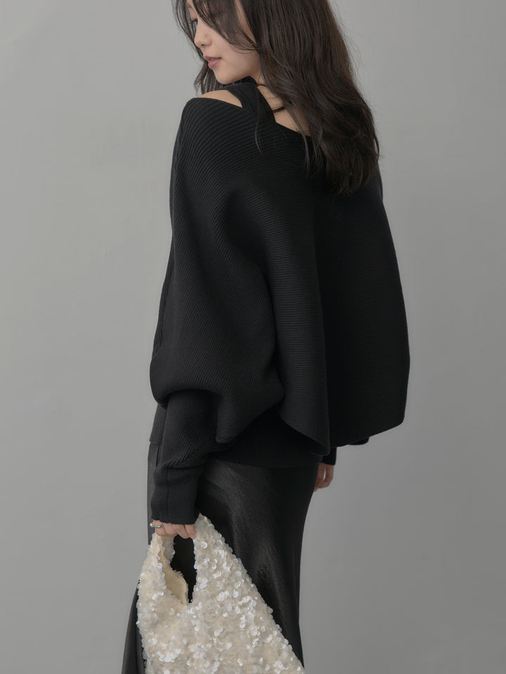 【SET】タンク付きクロスデザインニットプルオーバー+ナローAラインサテンスカート(2set)