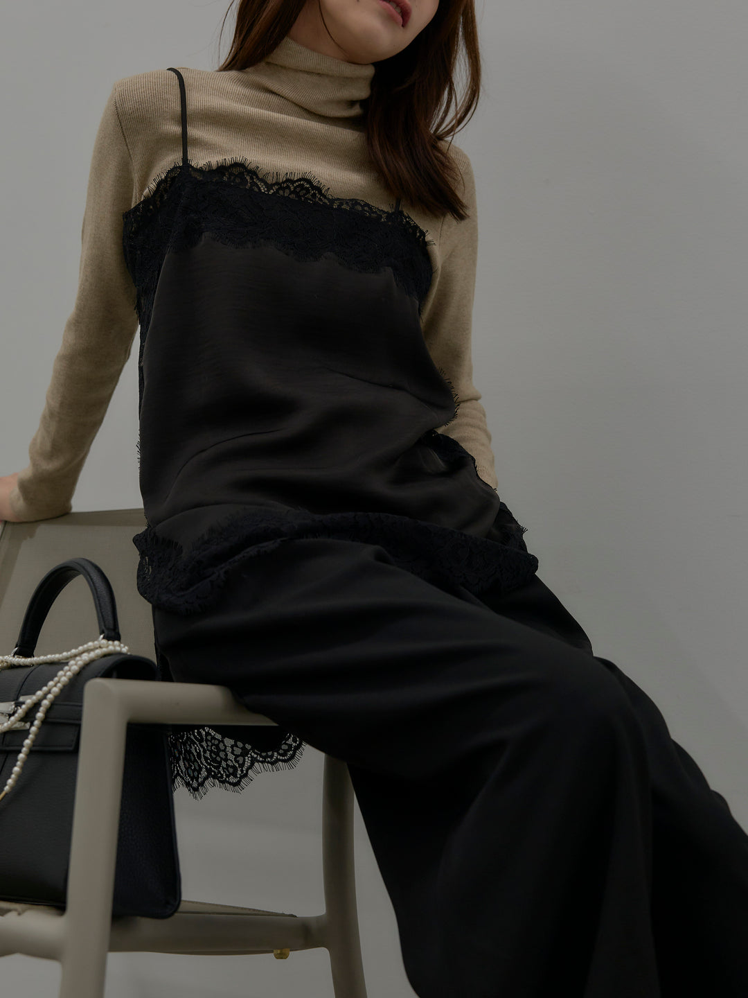 レースサテンキャミソール