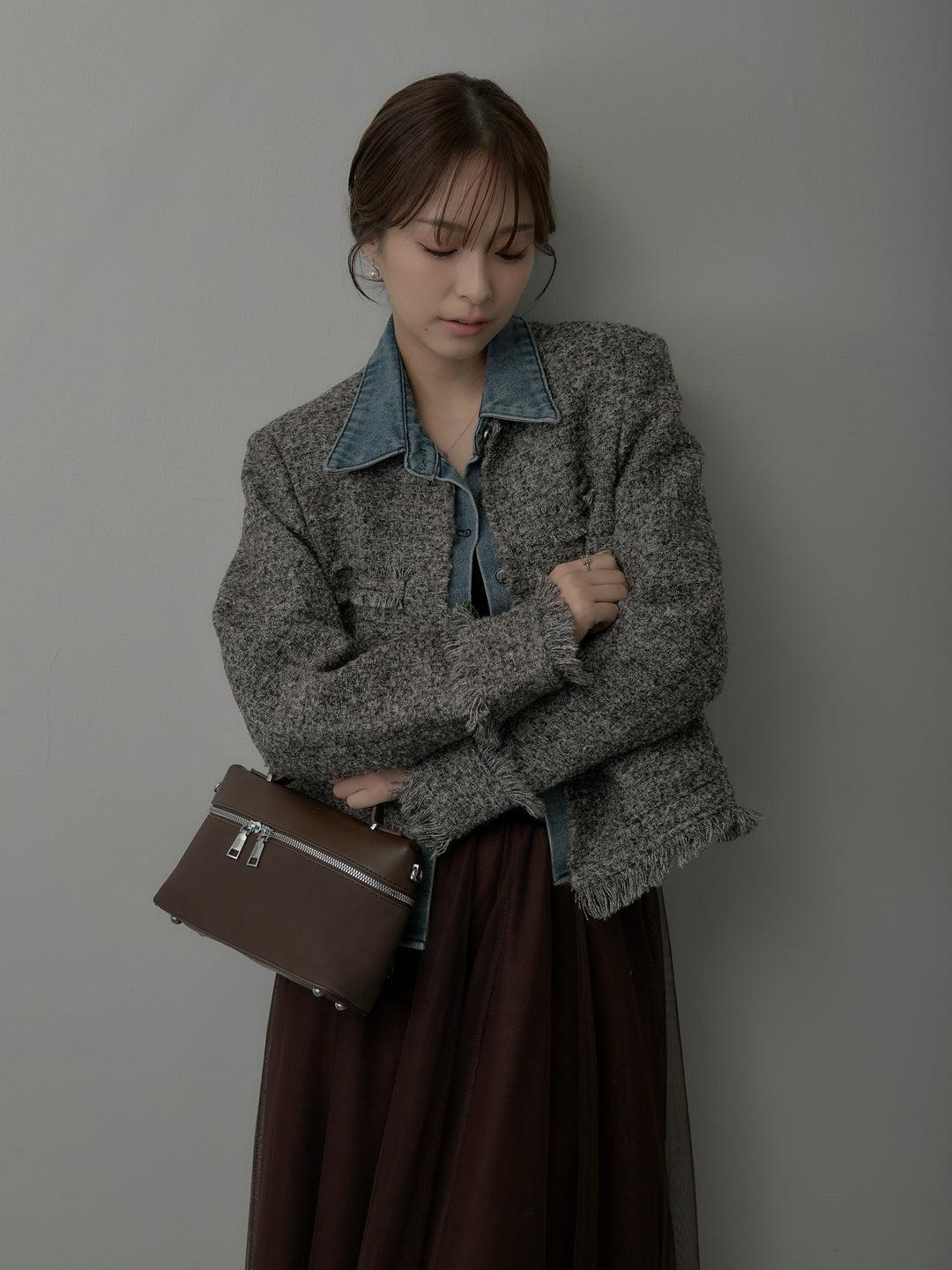 デニムドッキングオーバーサイズツイードジャケット