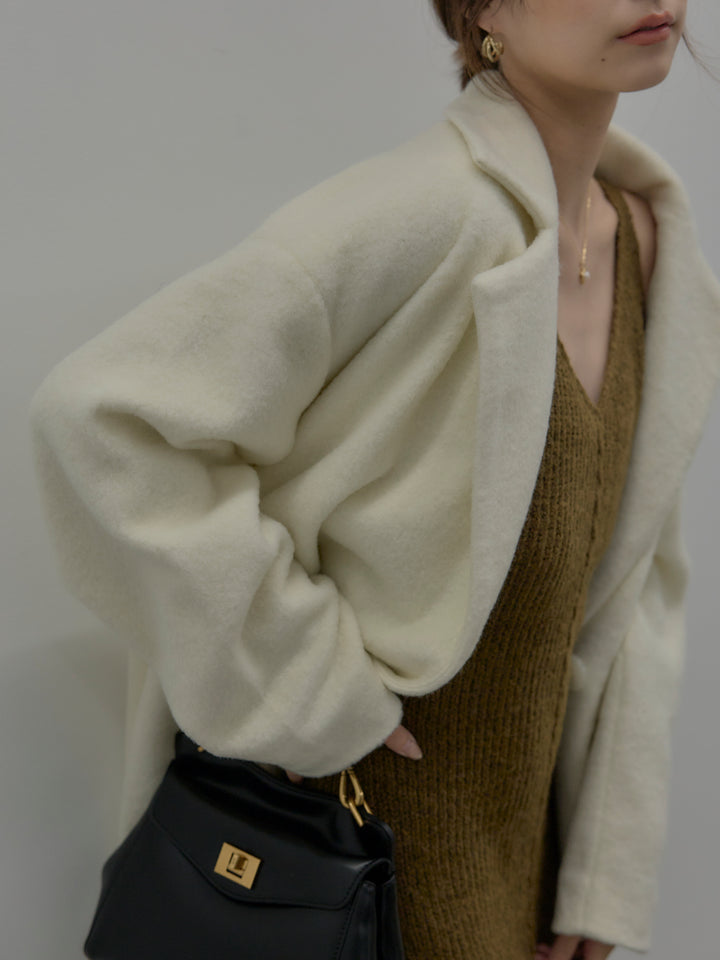 【SET】【Essential】オーバーサイズジャケットコート+リュクスリブニットロングドレス(2set)