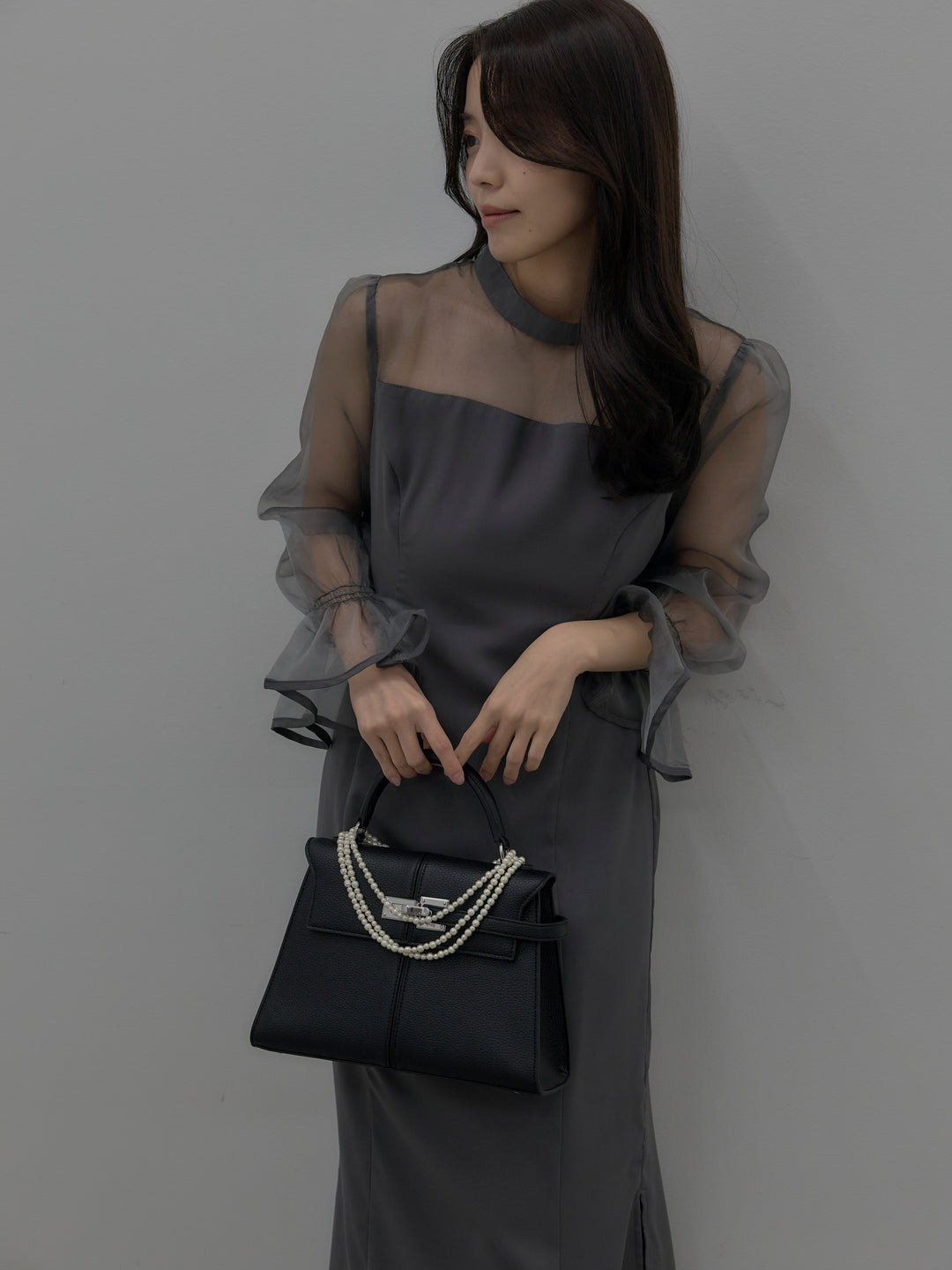 【essential】スタンドカラーマーメイドドレス