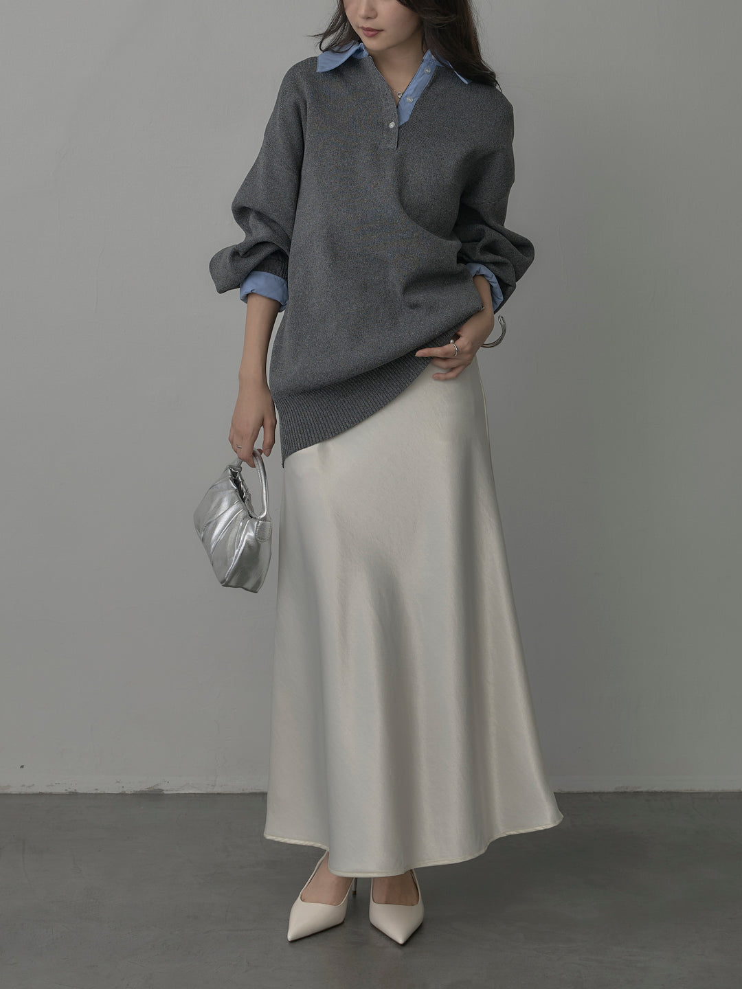 [予約]ナローAラインサテンスカート