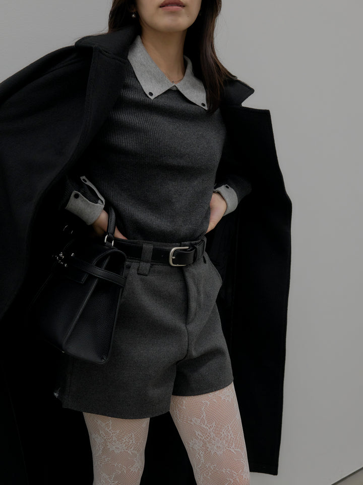 配色カフスニットポロ