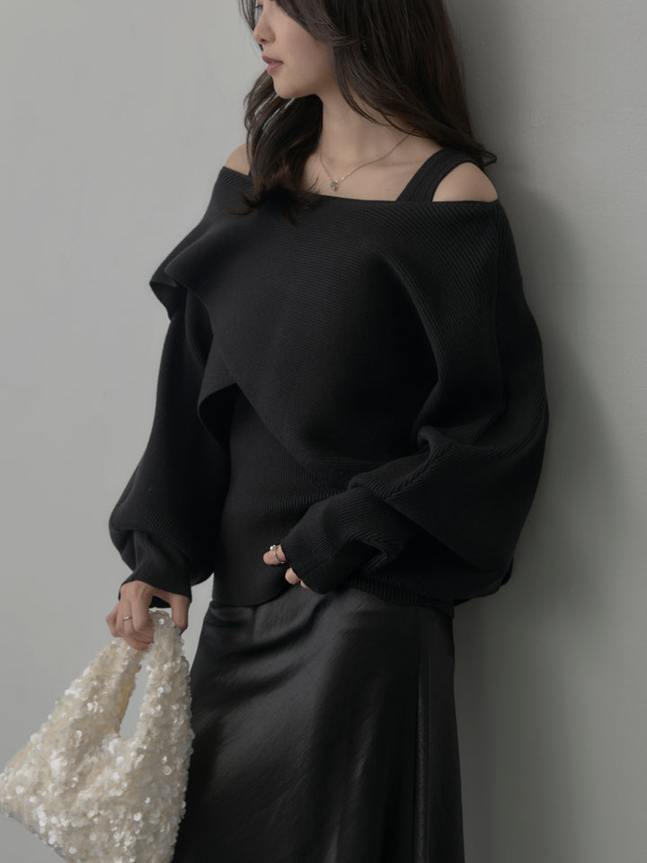 [予約]タンク付きクロスデザインニットプルオーバー