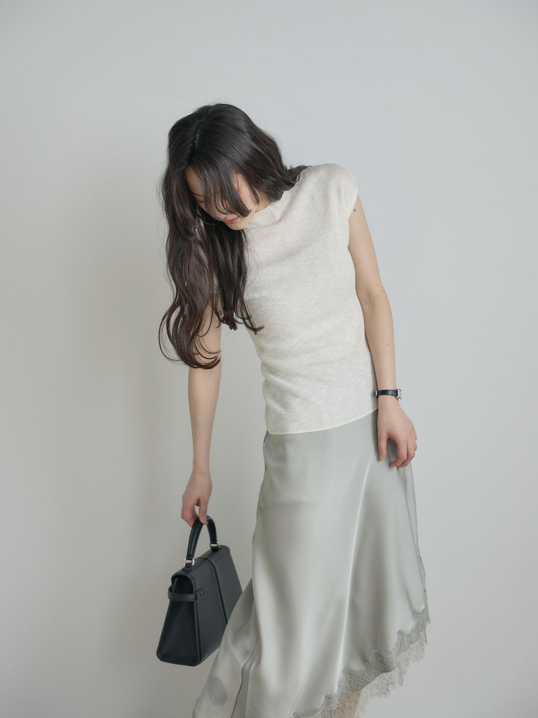 プチハイネックフレンチスリーブカットソー