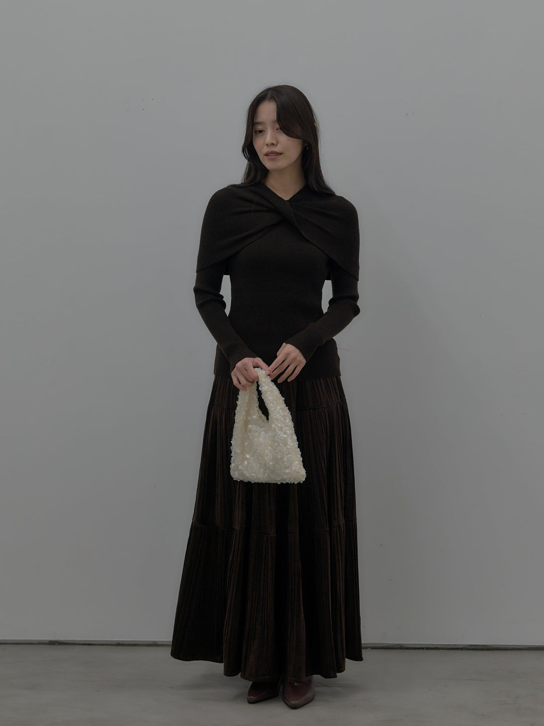 ベロアプリーツティアードスカート