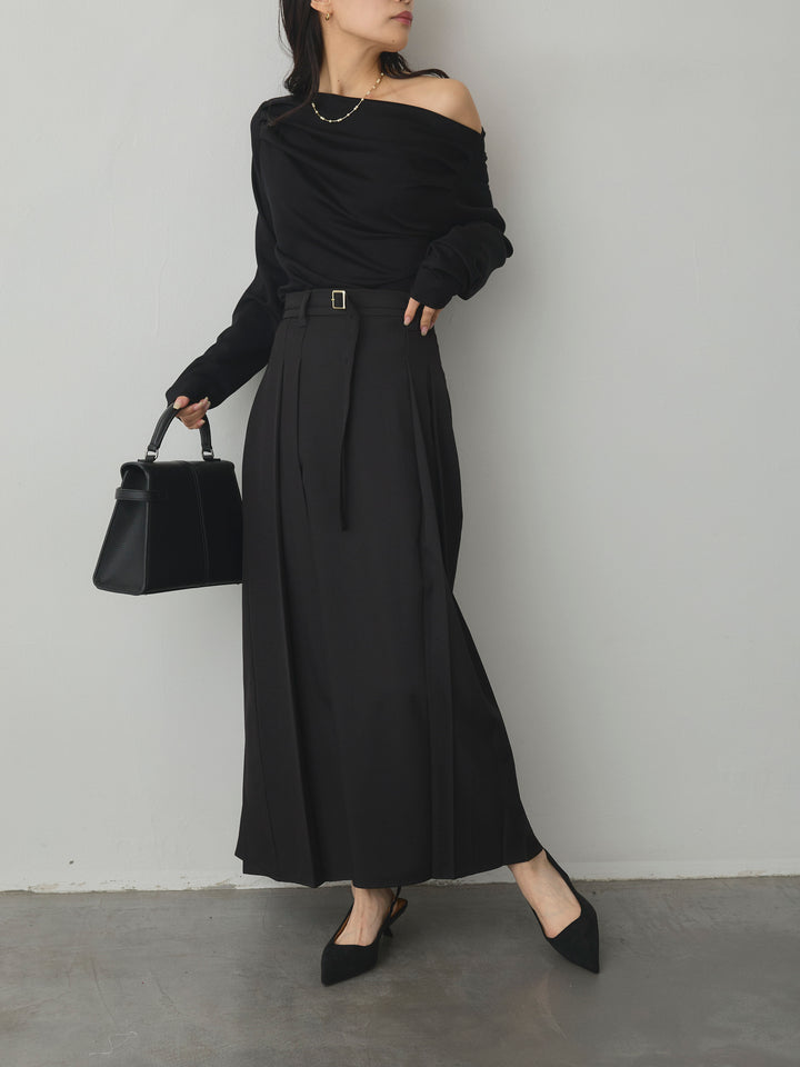 【Essential】2wayショルダードレープカットトップス