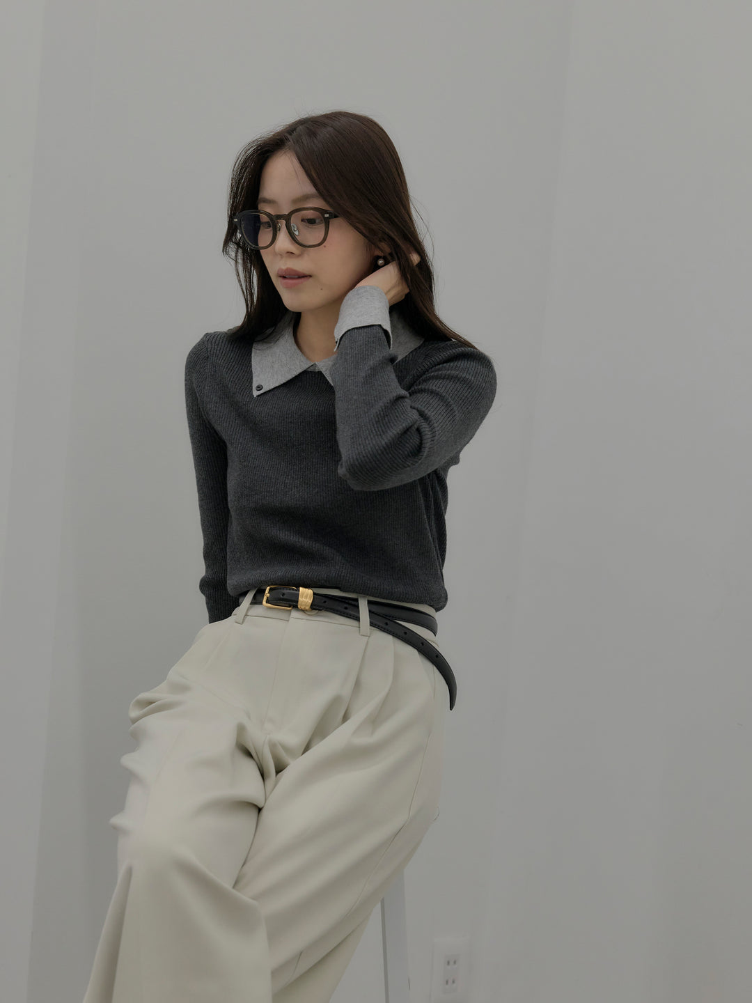 デザインタックワイドパンツ