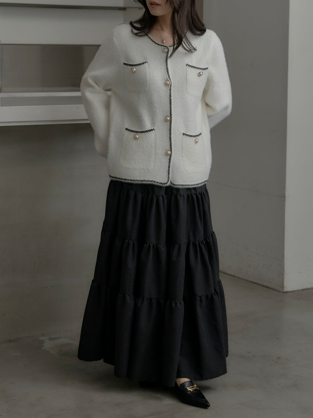 【Essential】ピーチスキンティアードスカート