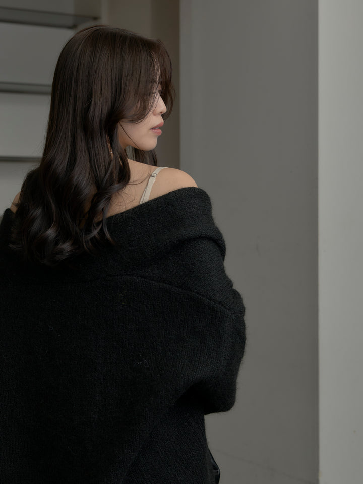 【SET】モヘアライクオーバーニットカーディガン+【Essential】サテンドレープキャミワンピ(2set)