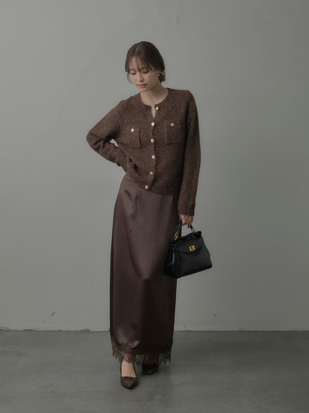 MIXニットゴールドボタンニットカーディガン