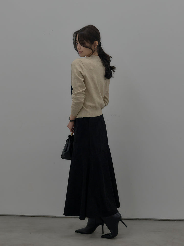 スウェードフレアスカート