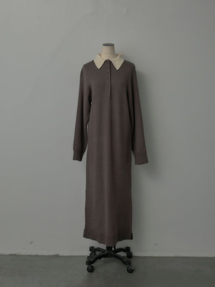 配色ポロニットワンピース