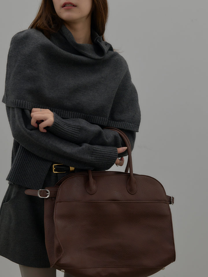 ケープ付き2WAYフロントスリットニットトップス