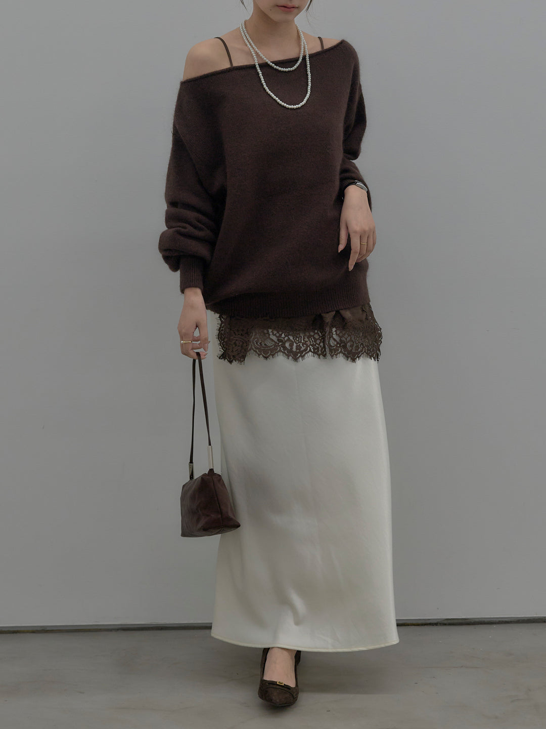 【SET】レースサテンキャミソール+ナローAラインサテンスカート(2set)