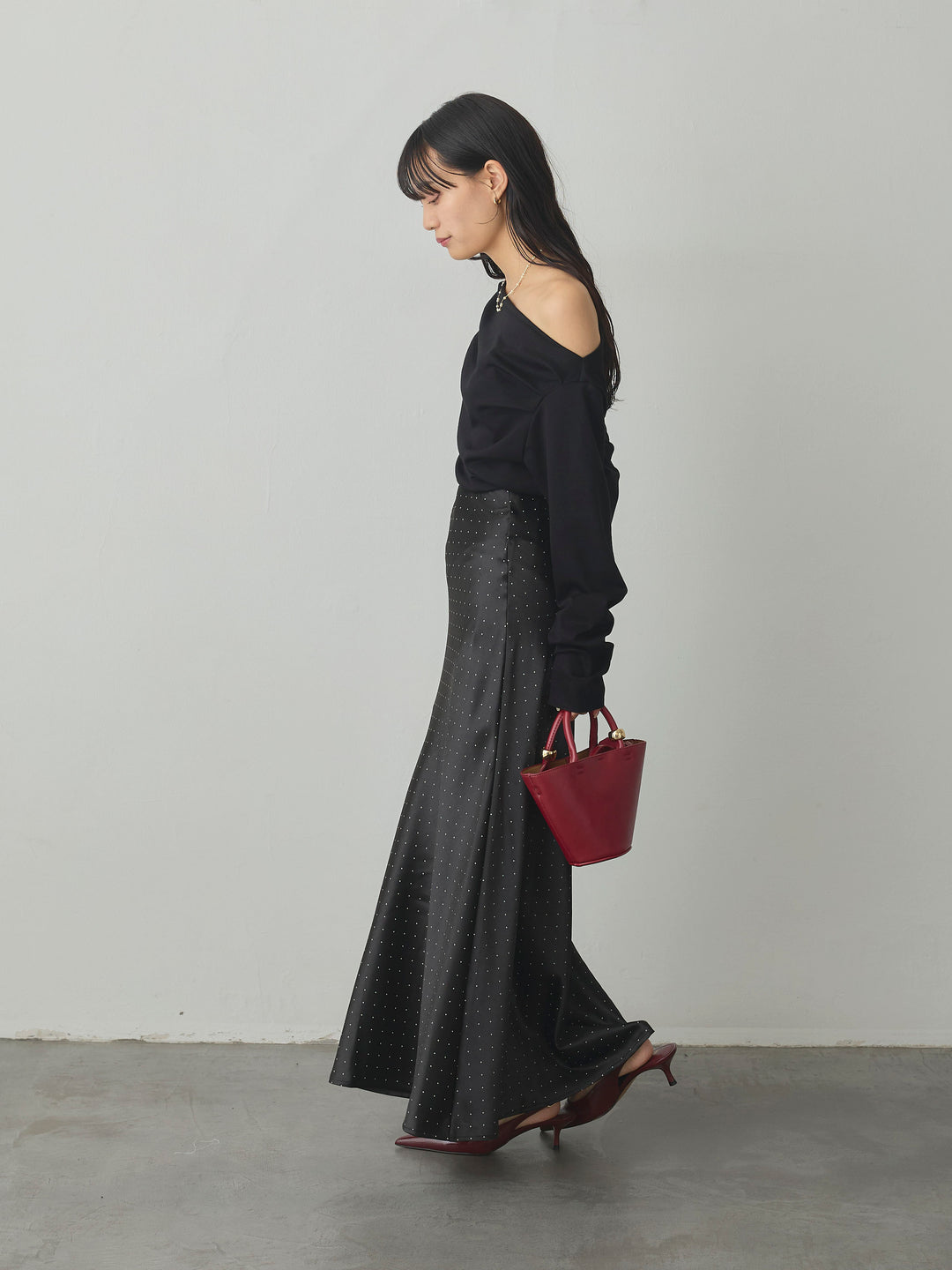 [予約]ドットサテンスカート