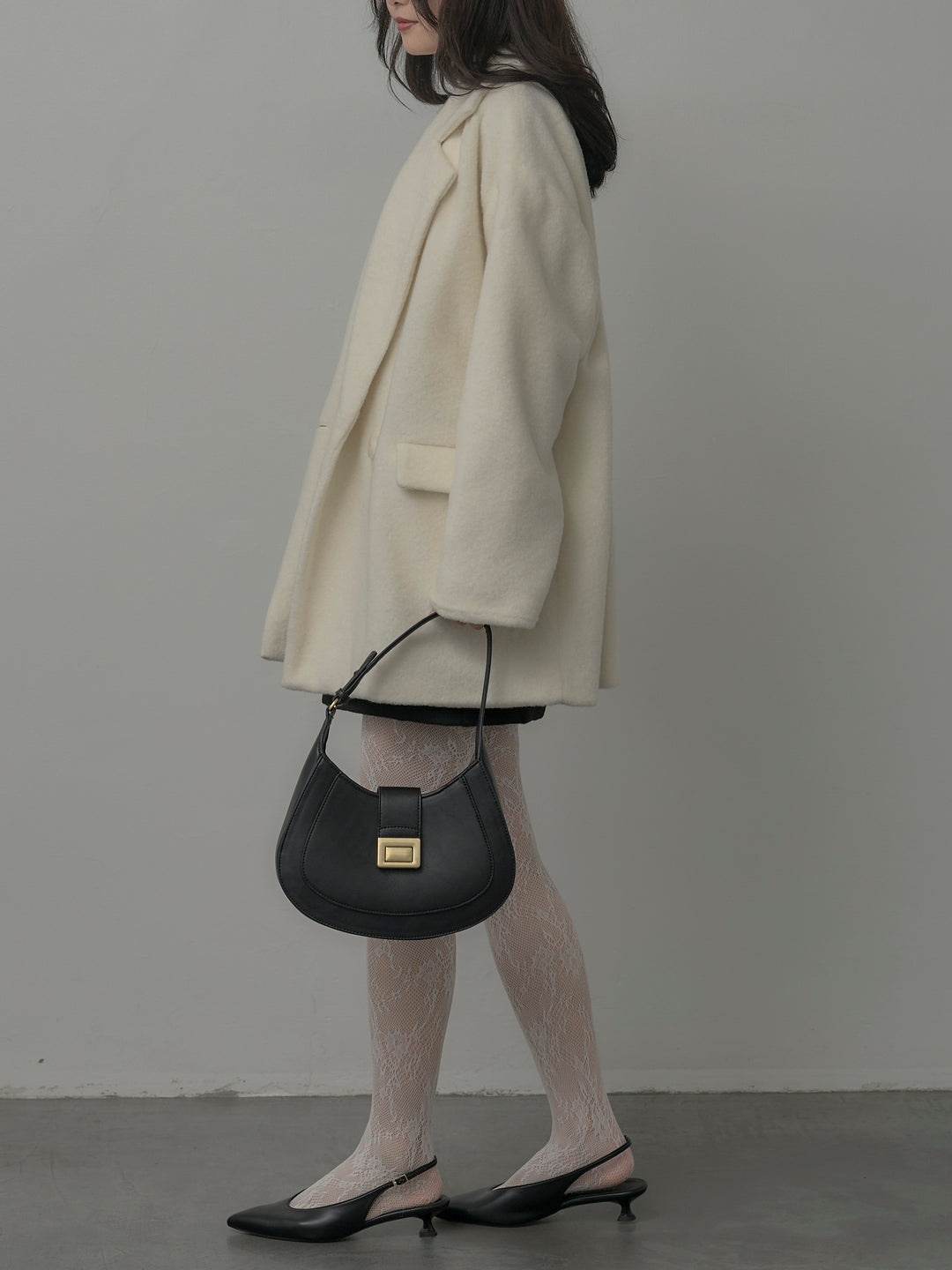 【SET】【Essential】オーバーサイズジャケットコート+プチハイネックリブニットタンク+【Essential】ウールタッチミニスカート(3set)