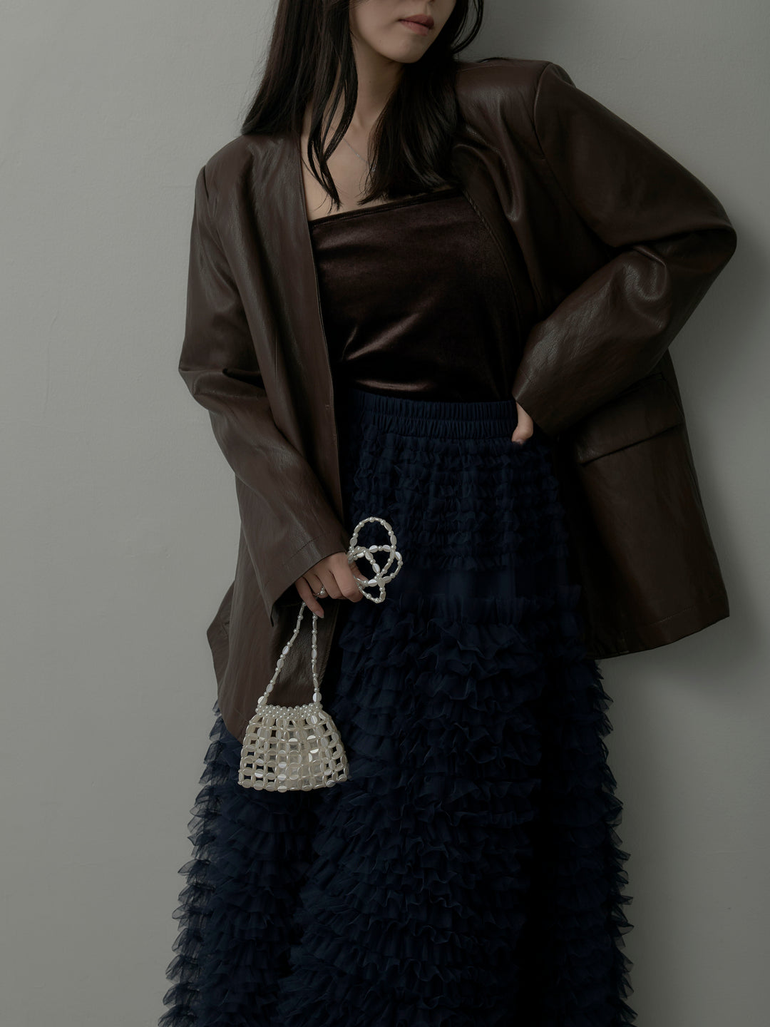 レザーノーカラージャケット