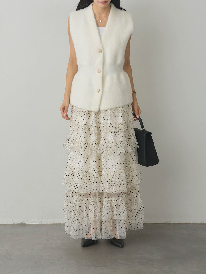 [予約]ドットチュールティアードスカート