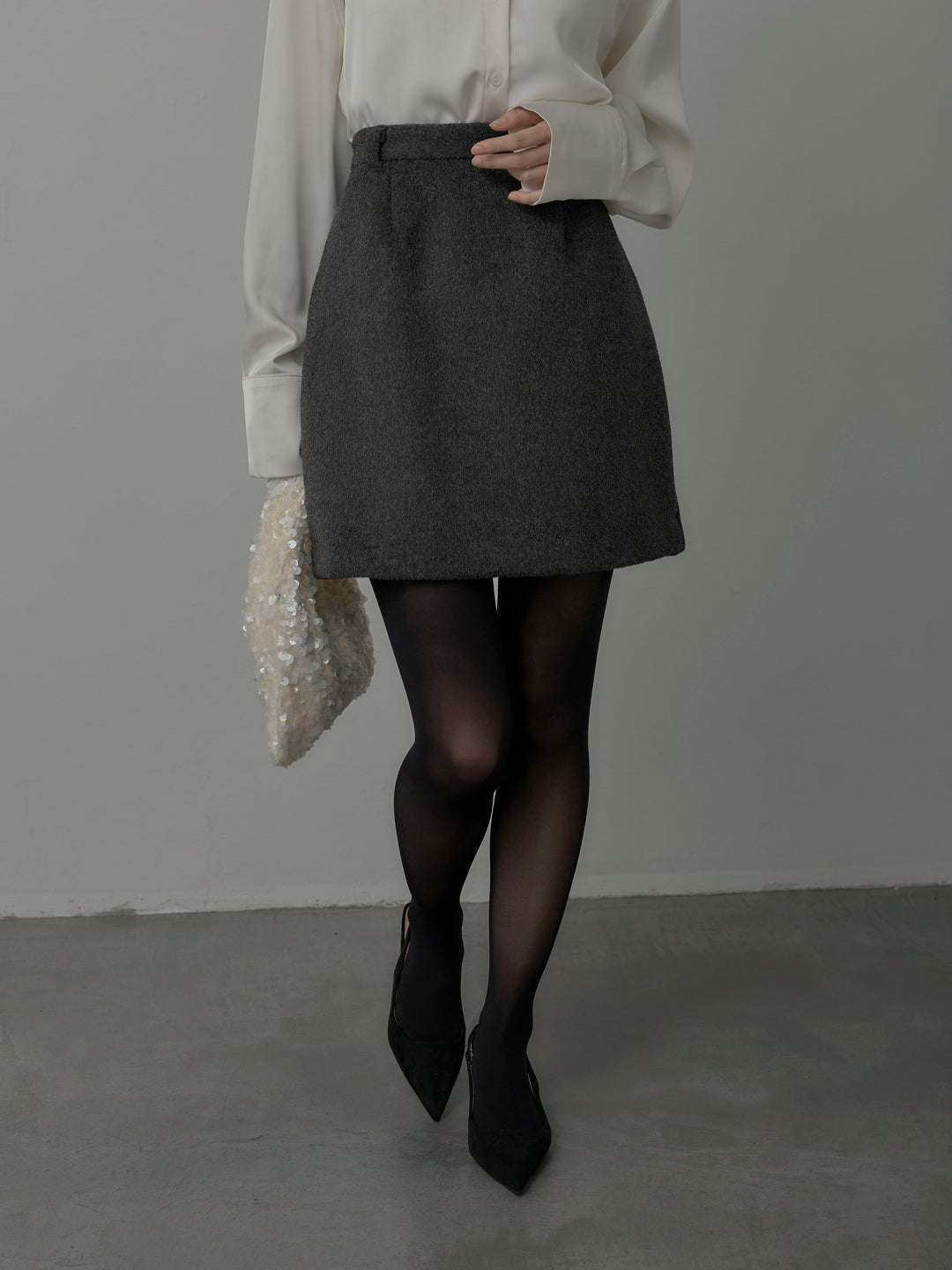 【Essential】ウールタッチミニスカート
