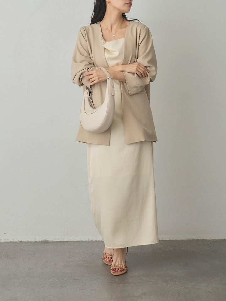 【Essential】フロントホックノーカラージャケット