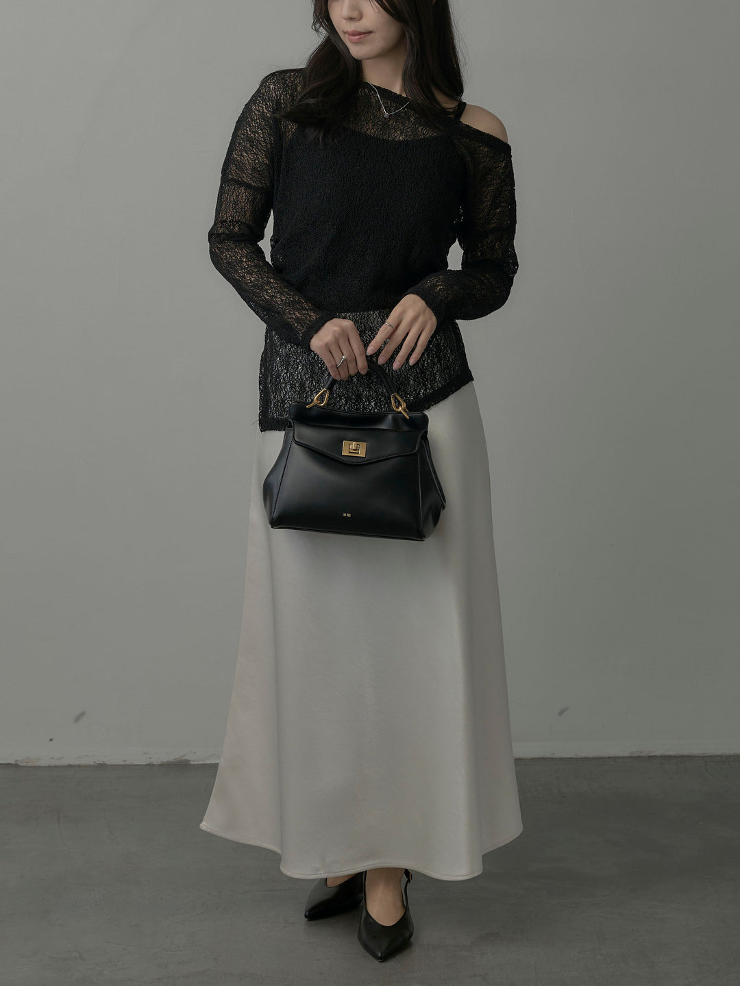 【SET】【インナー付き】シアーレーストップス+ヘビーサテンAラインスカート(2set)