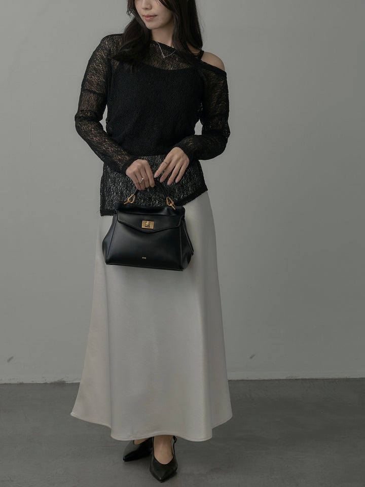 【SET】マフラー付き2WAYケープコート+【インナー付き】シアーレーストップス+ヘビーサテンAラインスカート(3set)